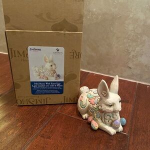 JIM SHORE BUNNY WITH EASTER EGGS Polyresin Hand Painted